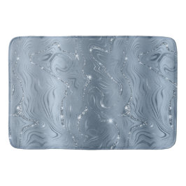 Chic Luxury Dusty Blue Silver Glitter Badrumsmatta