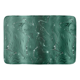 Chic Luxury Emerald Grönt Silver Glitter Badrumsmatta
