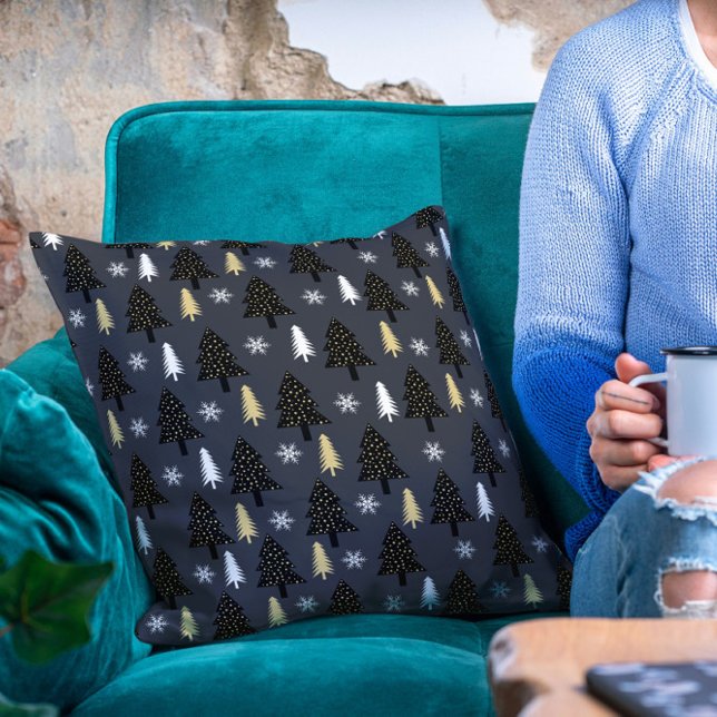 Chic Luxury Modern Julgran Mönster Kudde (Skapare uppladdad)