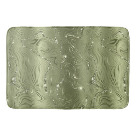 Chic Luxury Olive Silver Glitter Mönster Badrumsmatta