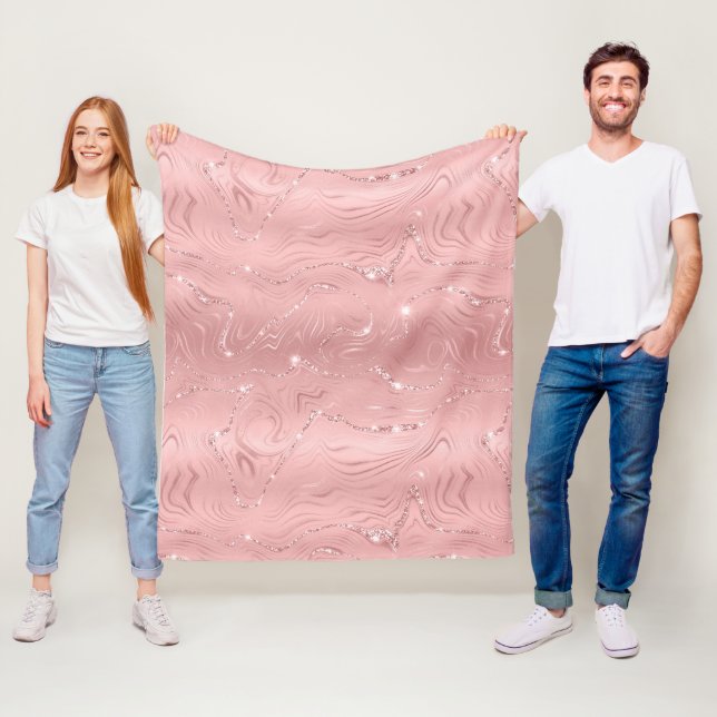 Chic Luxury Rosa Silver Glitter Fleecefilt (På plats)