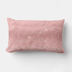 Chic Luxury Rosa Silver Glitter Lumbarkudde