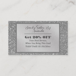 Chic Luxury Silver Foil Glitter Glamous Salon Rabattkort