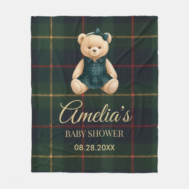 Chic Luxury Teddy Bear Baby Shower  Fleecefilt (Framsidan)