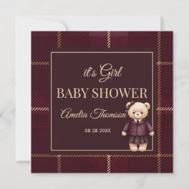 Chic Luxury Teddy Bear baby shower  Inbjudningar