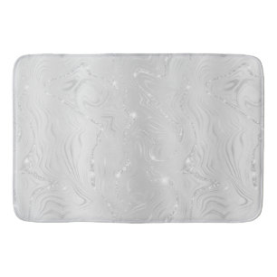 Chic Luxury White Silver Glitter Mönster Badrumsmatta