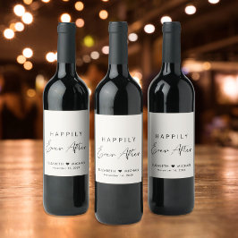 Chic lyckligtvis allt efter Cream Bröllop Vinflaska Etikett