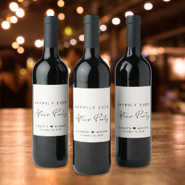 Chic lyckligtvis allt efter Party Cream Bröllop Vinflaska Etikett