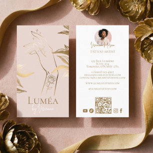 Chic Lyx Blush Rosa Guld Tatoveringsstudio Artist Visitkort