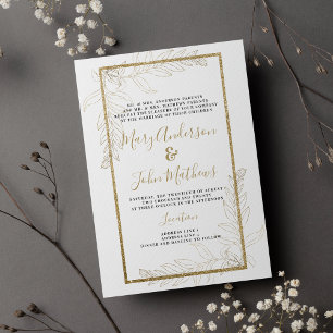 Chic lyx guld glitter bläckfisk Bröllop Inbjudningar