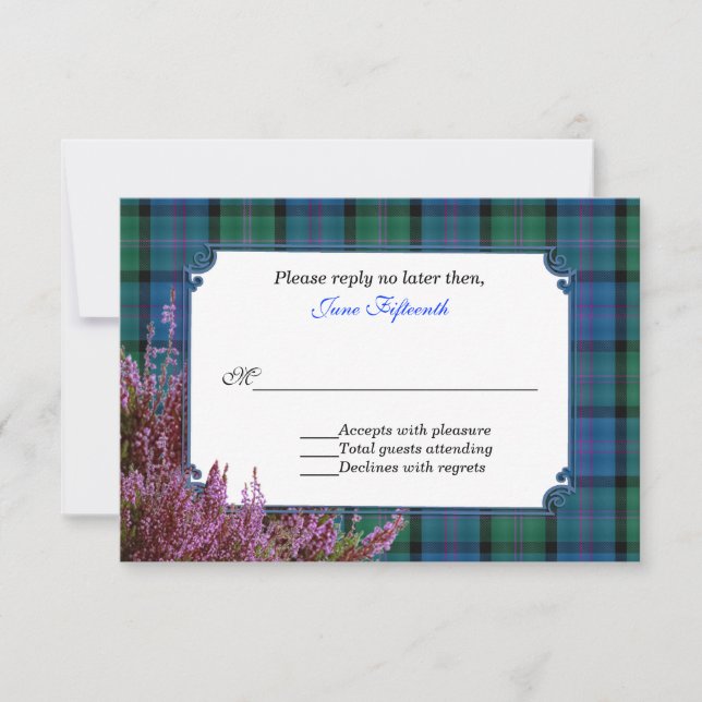 Chic MacThomas Tartan Plade Heather Bröllop OSA Kort (Framsida)
