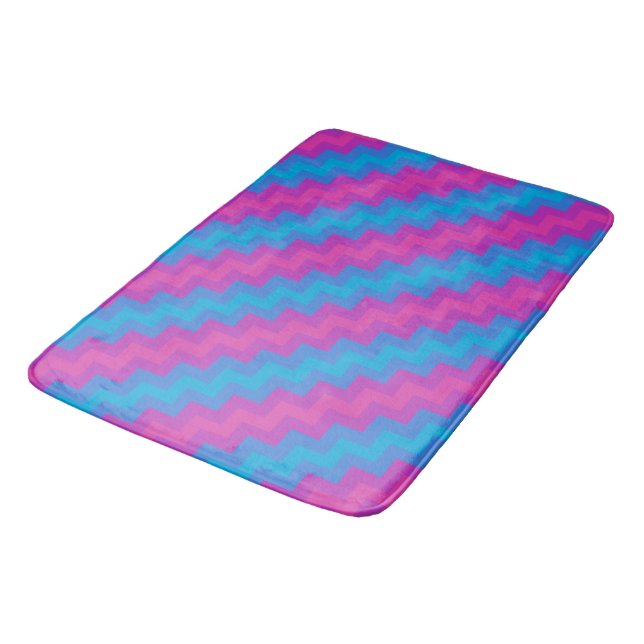 Chic Magenta Blåturkos Rosa Chevrons Badrumsmatta (Vinklad)