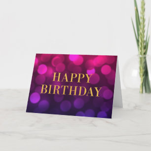 Chic Magenta Bokeh Ljus Faux Guld Grattis på födel Kort