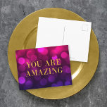 Chic Magenta Bokeh Ljus Guld du är Fantastisk Vykort<br><div class="desc">Chicens motiverade vykort med ord "du är Fantastisk" i faux guld mot bakgrund av magenta vid ljus mönster. Om du vill lägga till text på kortet klickar du på knappen "Anpassa". *Observera att Zazzle Watermark som visas i zoomförhandsvisningen INTE visas på den färdiga tryckta produkten. © Rosewood and Citrus</div>