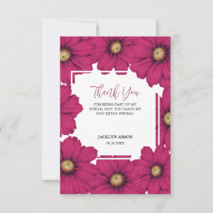 Chic Magenta Cosmos Blommigt Botanisk Tack Kort