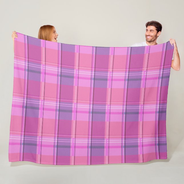 Chic Magenta Pink Plaid Aesthetic Fleece (På plats)
