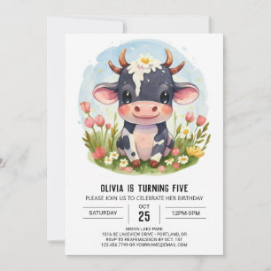 Chic Magic Barnyard Cow Birthday Inbjudningar