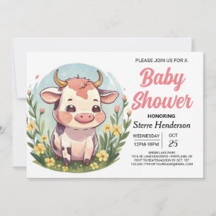 Chic Magic Bohemian Cow Baby Shower Inbjudningar