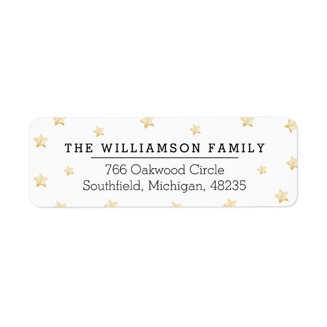 Chic Magic Guld & Black Starry Night Mönster Returadress Etikett (Framsidan)