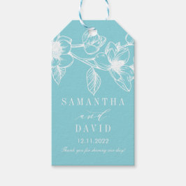 Chic Magnolia Flowers | Blek blå | BRÖLLOP Presentetikett