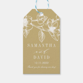 Chic Magnolia Flowers | GULD BRÖLLOP Presentetikett