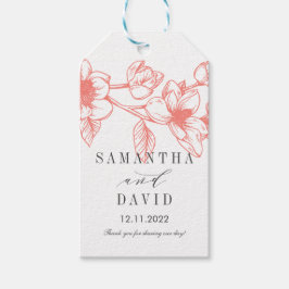 Chic Magnolia Flowers | Korall | BRÖLLOP Presentetikett