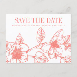 Chic Magnolia Flowers | Korall | Spara datumet Meddelande Vykort