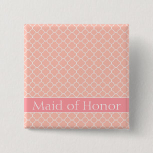 Chic Maid of honor Rosa och vit Knapp