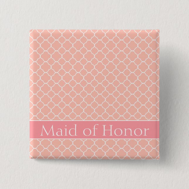 Chic Maid of honor Rosa och vit Knapp (Framsida)