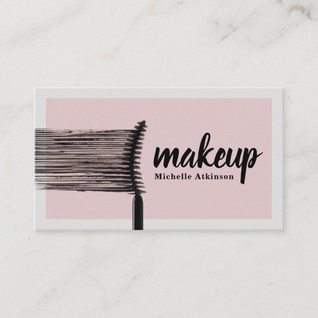 Chic Makeup Artist-Affärskort med Rosa accents Visitkort (Framsida)