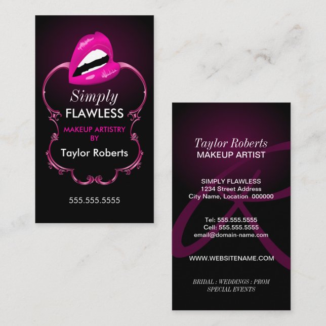 Chic Makeupkonstnär Visitkort (Fram/baksida)