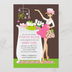 Chic Mamma Crib Flicka Shower-inbjudan Inbjudningar