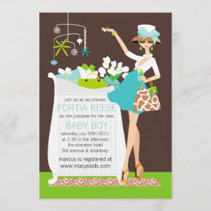 Chic Mamma Crib Pojke Shower-inbjudan Inbjudningar