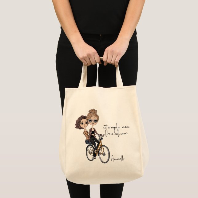 Chic Mamma/dotter på Bicycle Teckning "Coola Mamma Tygkasse (Framsida (produkt))