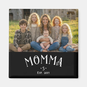 Chic Mamma Etablerad Barn Antal Foto Svart Vitt Magnet