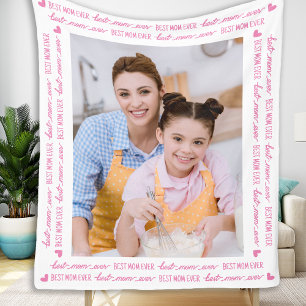 Chic MAMMA Personlig Foto Rosa Mors dag Fleecefilt