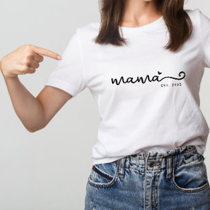 Chic Mamma skript med hjärtesten. Mors dag Gift T Shirt