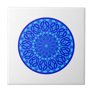Chic Mandala för aqua- och blåttKaleidoscopeglö Kakelplatta