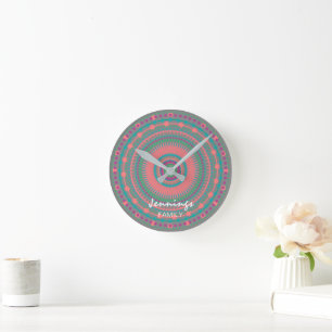 Chic Mandala Monogrammed Rund Klocka