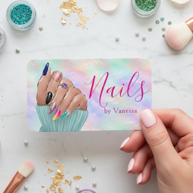 Chic Manikyr Artist Iridescent Opal Nagelsalong Visitkort (Skapare uppladdad)