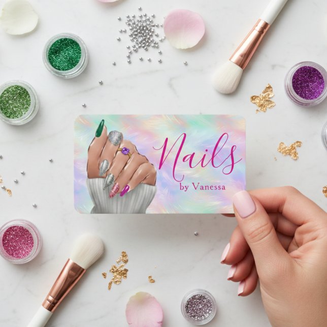 Chic Manikyr Artist Iridescent Opal Nagelstudio Visitkort (Skapare uppladdad)