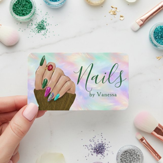 Chic Manikyr Artist Nagelstudio Iridescent Opal Visitkort (Skapare uppladdad)