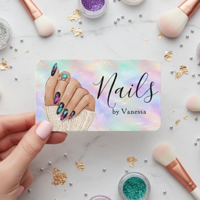 Chic Manikyr Artist Nagelstudio Iridescent Opal Visitkort (Skapare uppladdad)