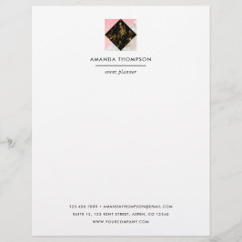 Chic Marble and Foil Geometric Brevhuvud