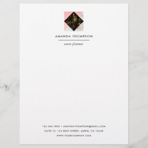 Chic Marble and Foil Geometric Brevhuvud