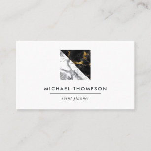 Chic Marble and Foil Geometric Visitkort