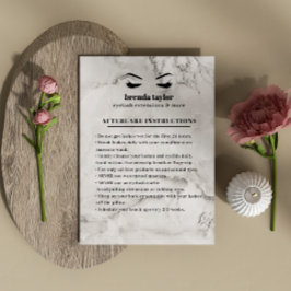 Chic Marble Eyelash Browbar Aftercare Instruktione Visitkort