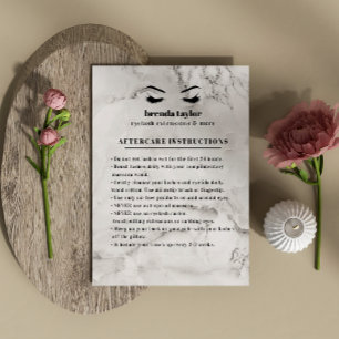 Chic Marble Eyelash Browbar Aftercare Instruktione Visitkort