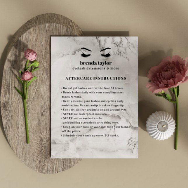 Chic Marble Eyelash Browbar Aftercare Instruktione Visitkort (Skapare uppladdad)
