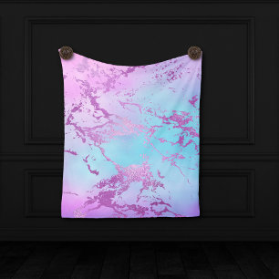 Chic Marble Glam Violet Lila Blue Ombre Fleecefilt